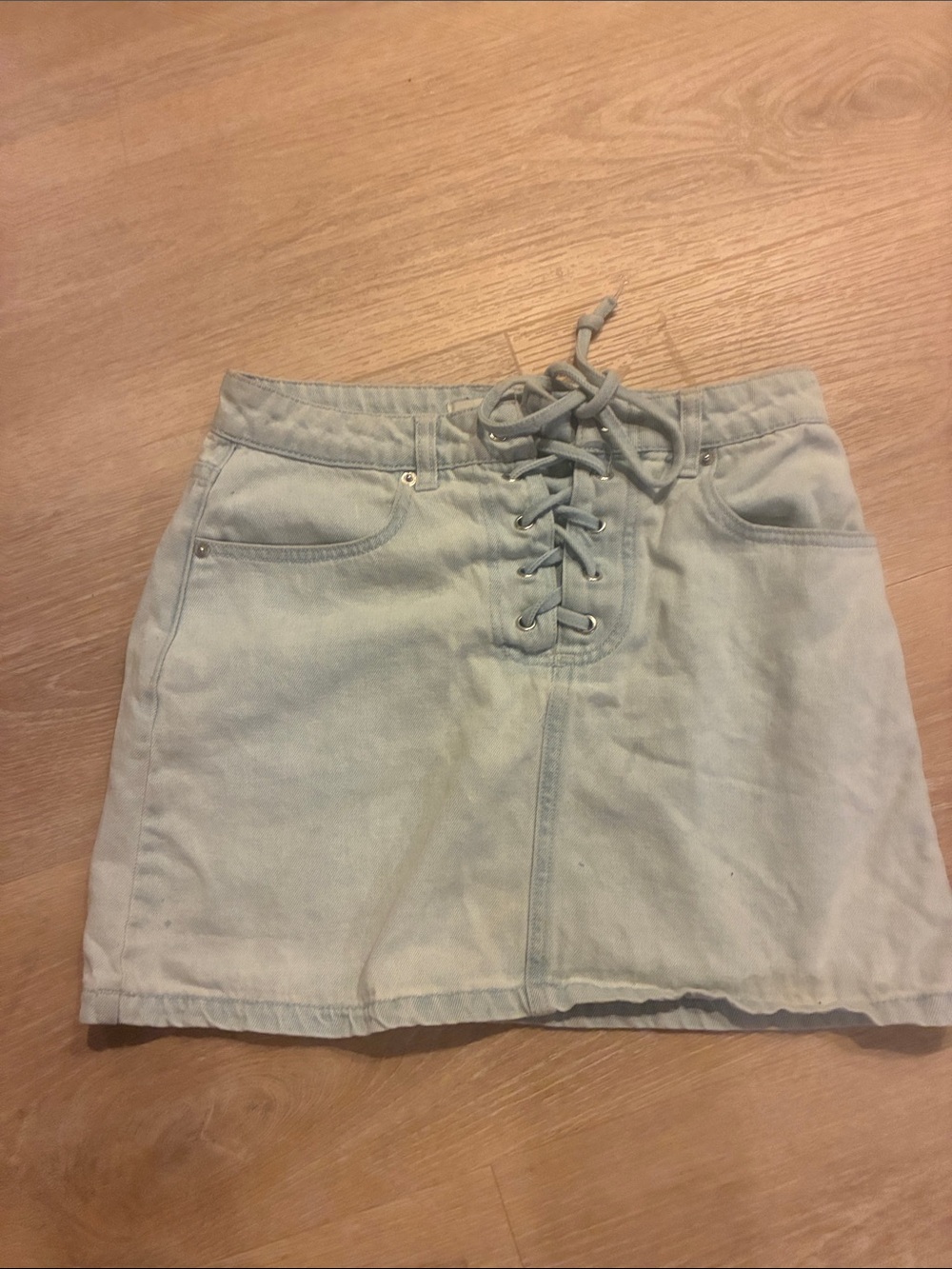 Vintage Forever 21 Lt. Jean Lace-Up Mini Skirt Sz 26 Grunge Cowgirl Y2K Sz 26